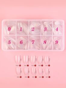 Instantly Upgrade Your Look With 24pcs Short Square Fake Nail & 1pc Nail File & 1sheet Tape Press On Nails Nail Supplies - Clear - View 2