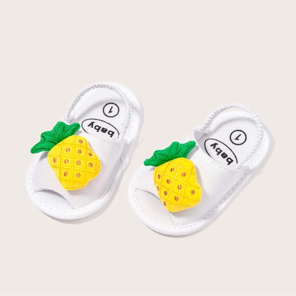 

Baby Pineapple Decor Slingback Sandals, White