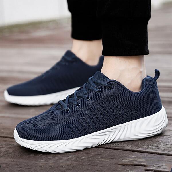 

Men Minimalist Lace Up Front Sports Shoes, Blue