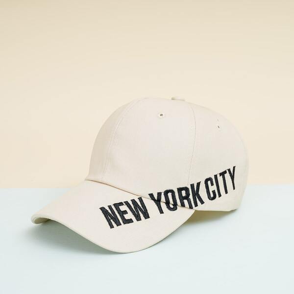 

Men Letter Embroidered Baseball Cap, Beige