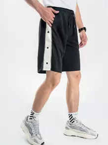 Manfinity Dragsko Färgblock Sportig Herr Shorts - Svart - Visa 1