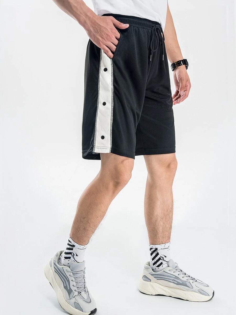 Manfinity Dragsko Färgblock Sportig Herr Shorts - Svart - Visa 1