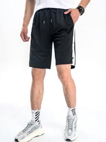 Manfinity Dragsko Färgblock Sportig Herr Shorts - Svart - Visa 3