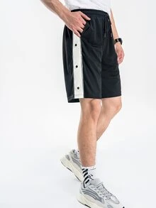 Manfinity Dragsko Färgblock Sportig Herr Shorts - Svart - Visa 4