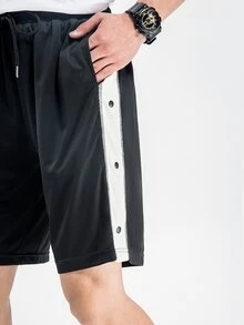 Manfinity Dragsko Färgblock Sportig Herr Shorts - Svart - Visa 5