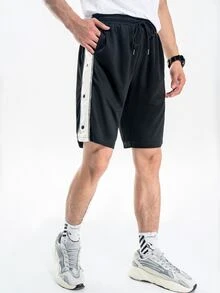 Manfinity Dragsko Färgblock Sportig Herr Shorts - Svart - Visa 8