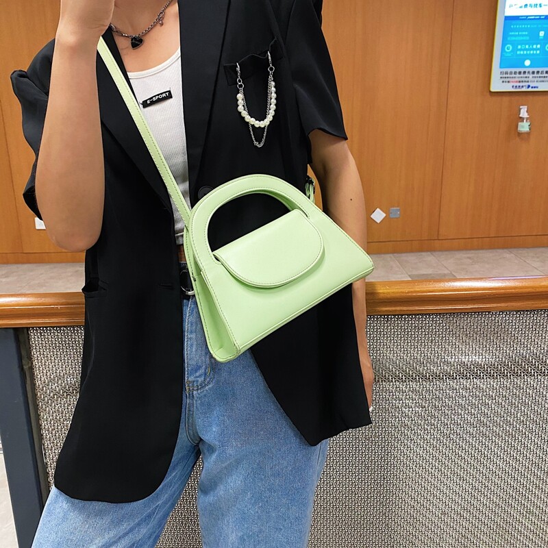 

Minimalist Flap Satchel Bag, Green