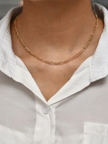 1 件简约几何链项链，适合日常佩戴 - 金黃色 - 查看 1