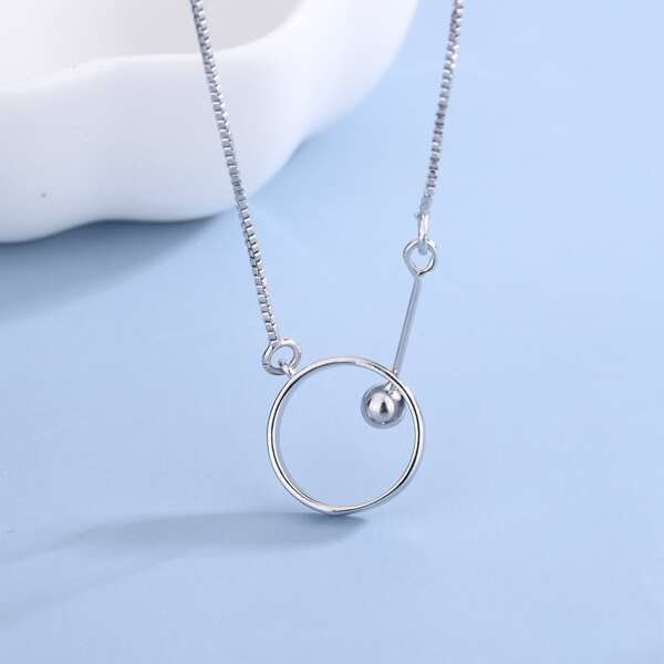 

Round Charm Necklace, Silver