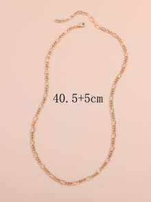 1 件简约几何链项链，适合日常佩戴 - 金黃色 - 查看 5