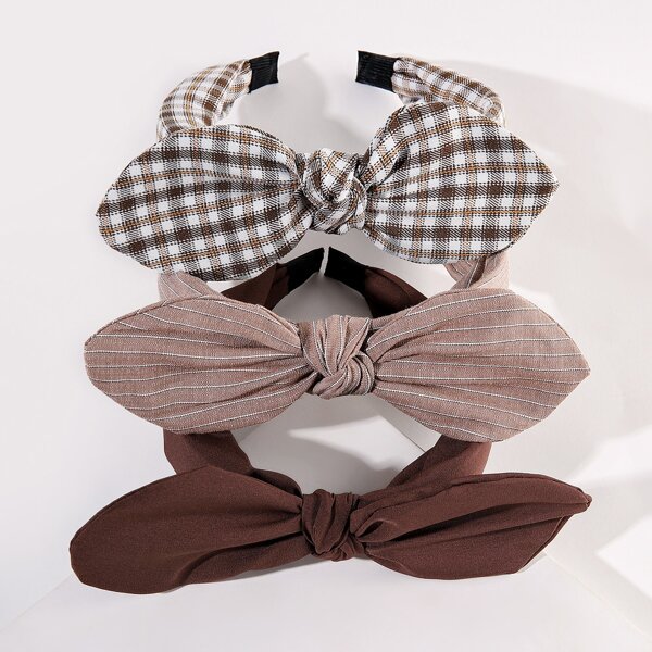 

3pcs Bow Knot Hair Hoop, Multicolor
