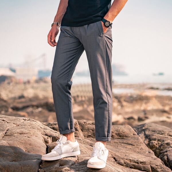 

Men Solid Pants, Dark grey