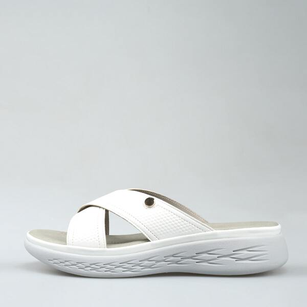 

Cross Strap Wedge Sandals, White