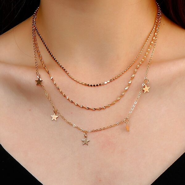 

Star Charm Layered Necklace, Gold