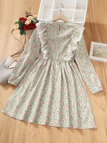 Đầm Gái Nơ Bướm Tương phản ren Họa tiết hoa Ăn mặc đẹp - Nhiều màu - Xem 2