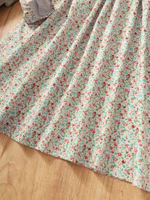 Đầm Gái Nơ Bướm Tương phản ren Họa tiết hoa Ăn mặc đẹp - Nhiều màu - Xem 4