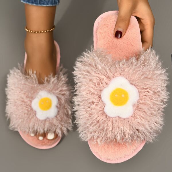

Fluffy Cartoon Decor Slippers, Pink