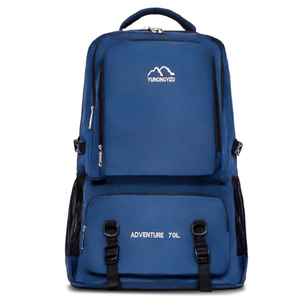 

Letter Graphic Release Button Decor Backpack, Blue