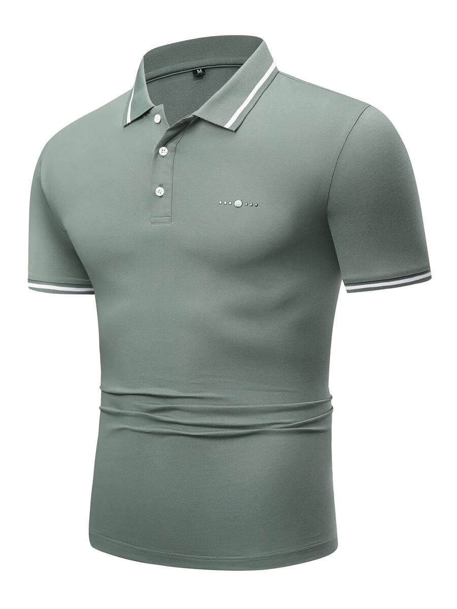 Manfinity Men Contrast Trim Polo Shirt - Mint Green - View 1