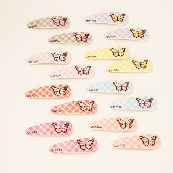 

16pcs Toddler Girls Butterfly Print Hair Clip, Multicolor
