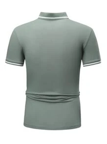 Manfinity Men Contrast Trim Polo Shirt - Mint Green - View 2