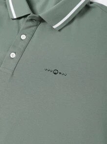 Manfinity Men Contrast Trim Polo Shirt - Mint Green - View 3