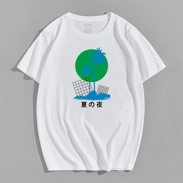

Letter & Graphic Drop Shoulder Tee, White