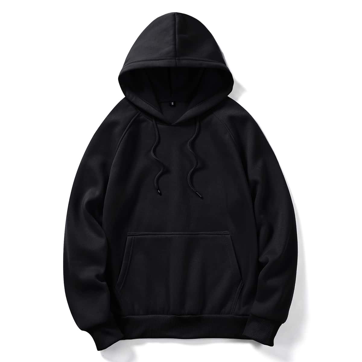 

Guys Solid Drawstring Kangaroo Pocket Hoodie, Black