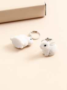 1對卡通兔子耳環,甜美風和可愛兔子耳釘適合夏天,和個性化耳朵首飾類 - 白色 - 查看 3