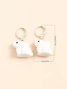 1對卡通兔子耳環,甜美風和可愛兔子耳釘適合夏天,和個性化耳朵首飾類 - 白色 - 查看 4