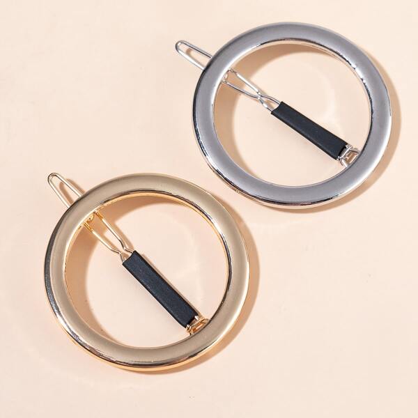 

2pcs Round Decor Hair Clip, Multicolor