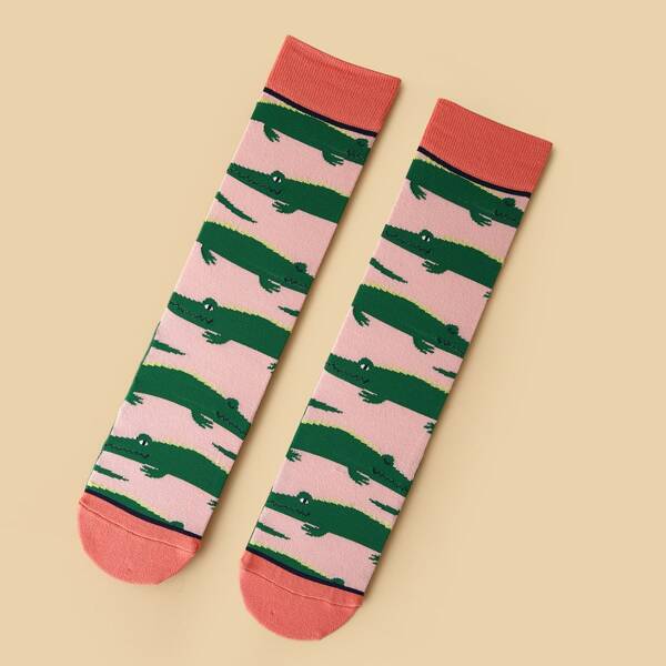 

Cartoon Graphic Crew Socks, Multicolor