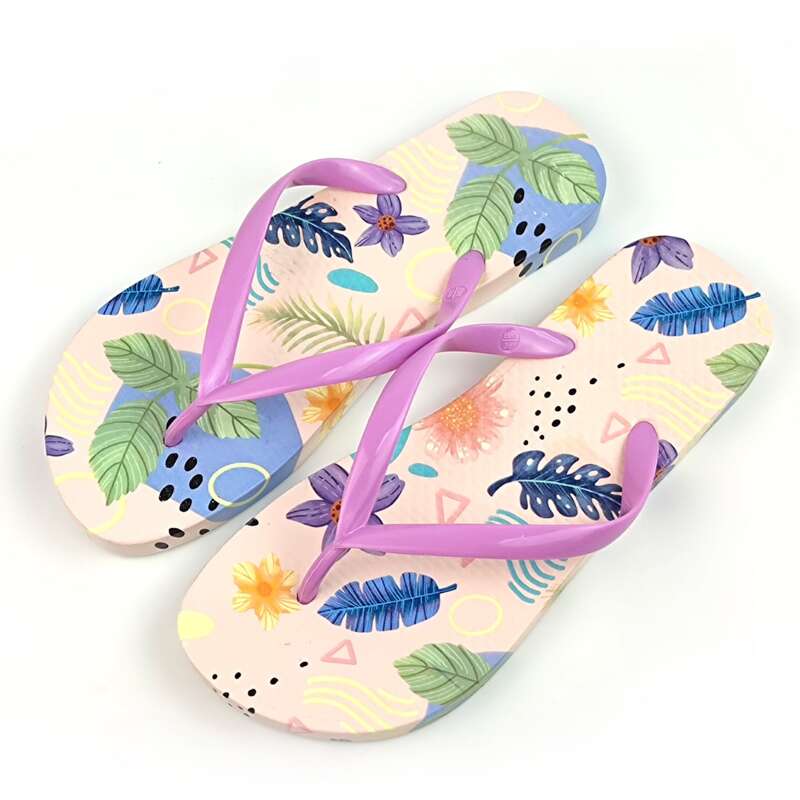 

Plant Pattern Flip-Flops, Purple