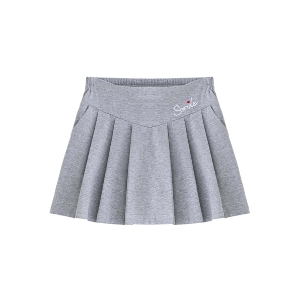 

Girls Letter Embroidery Pleated Skirt, Grey