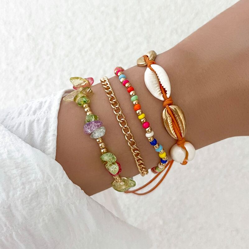 

4pcs Shell Decor Bracelet, Multicolor