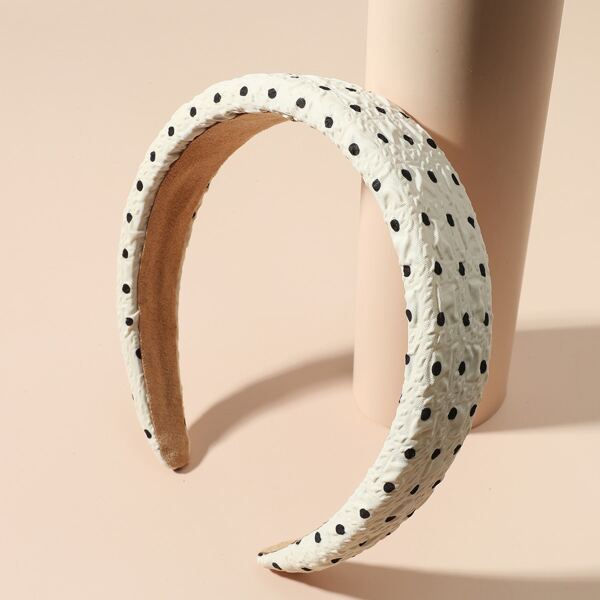 

Polka Dot Print Hair Hoop, Black and white