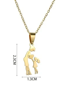 1 Máy Tính Thép Không Gỉ Chất Lượng Cao Hoạt Hình Hình Mặt Dây Chuyền Vòng Cổ, Lý Tưởng Cho Phụ Nữ Là Ngày Của Mẹ Hoặc Đeo Hàng Ngày - Vàng - Xem 3