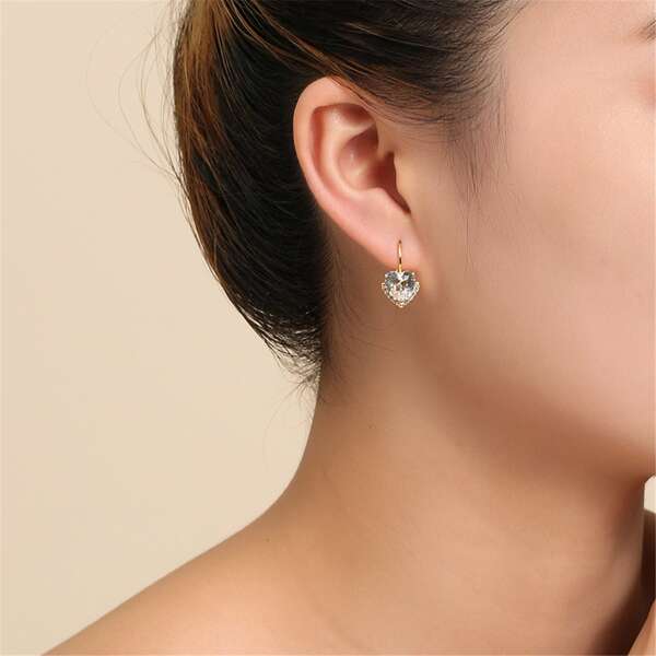 

14K Gold Plated Zircon Heart Decor Earrings