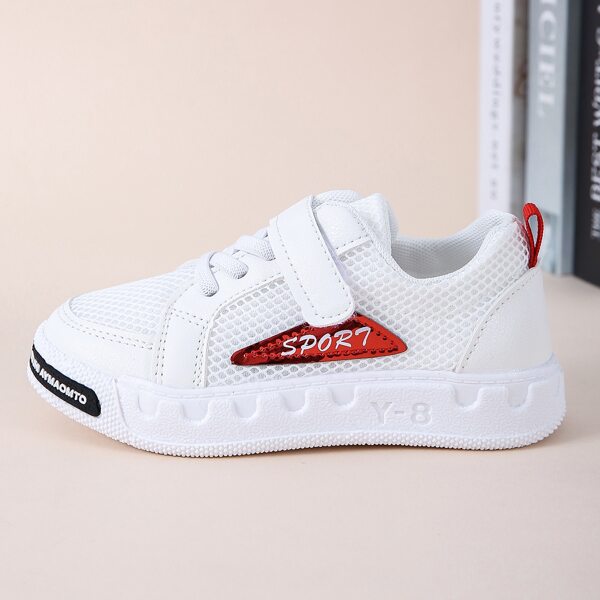 

Toddler Girls Letter Graphic Breathable Skate Shoes, Red and white