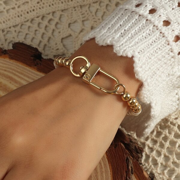 

Faux Pearl Beaded Bracelet, Gold