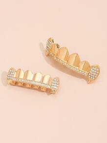 2 piezas con diseño de diamante de imitación brackets dentales - Amarillo Oro - Ver 3