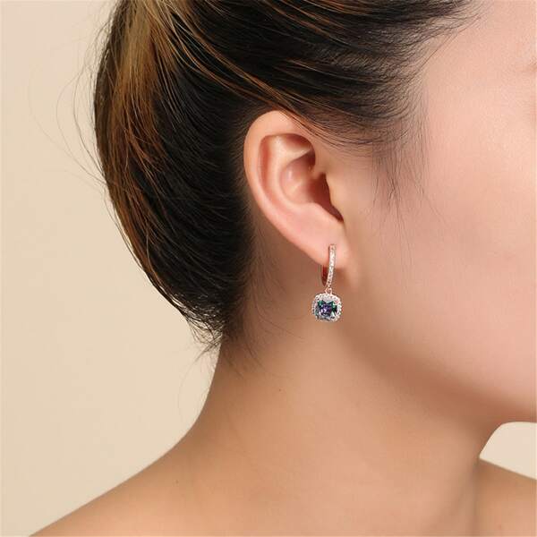 

14K Gold Plated Zircon Earrings, Rose gold