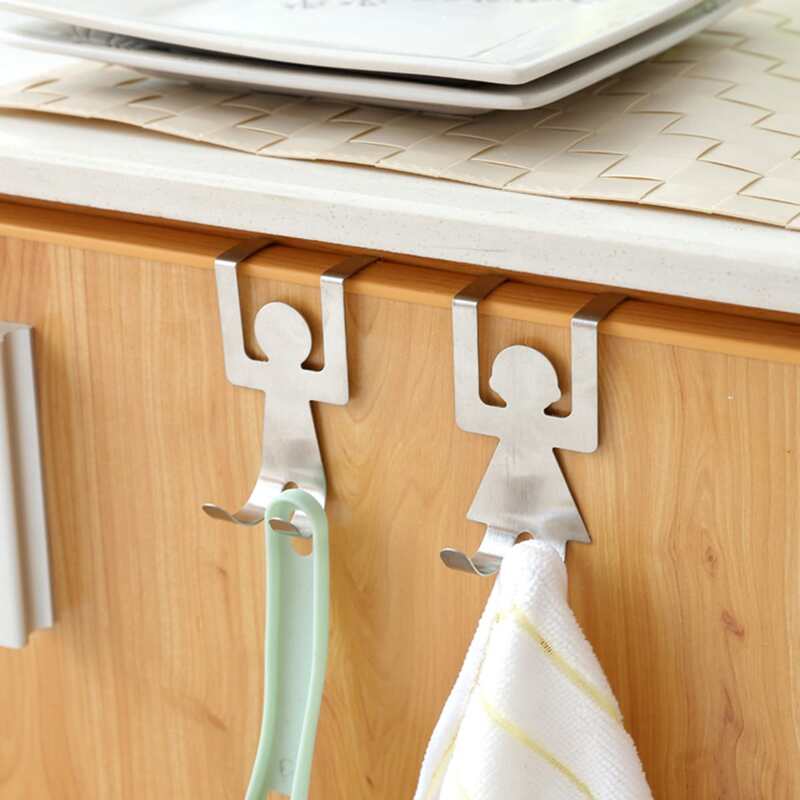 

2pcs Figure Shaped Hanging Hook, Silver
