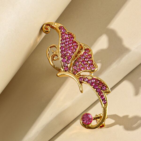 

Rhinestone Butterfly Decor Ear Cuff, Pink