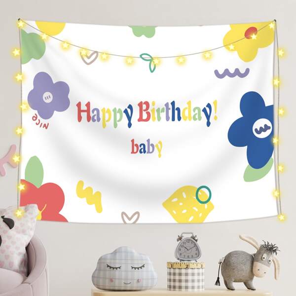

Kids Birthday Slogan Graphic Tapestry, Multicolor