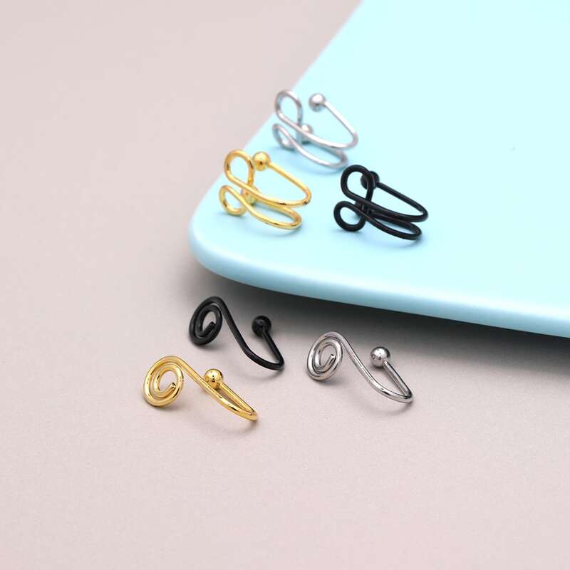 

6pcs Structured Nose Ring, Multicolor