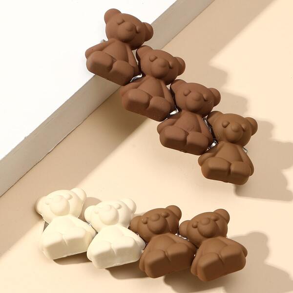

2pcs Bear Decor Hair Clip, Multicolor