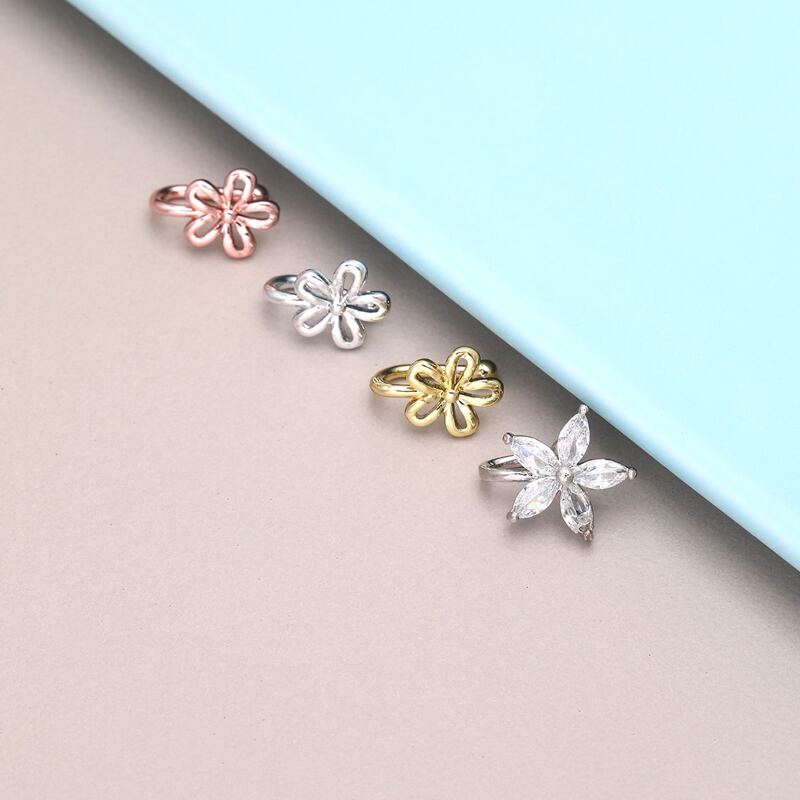 

4pcs Floral Decor Nose Ring, Multicolor