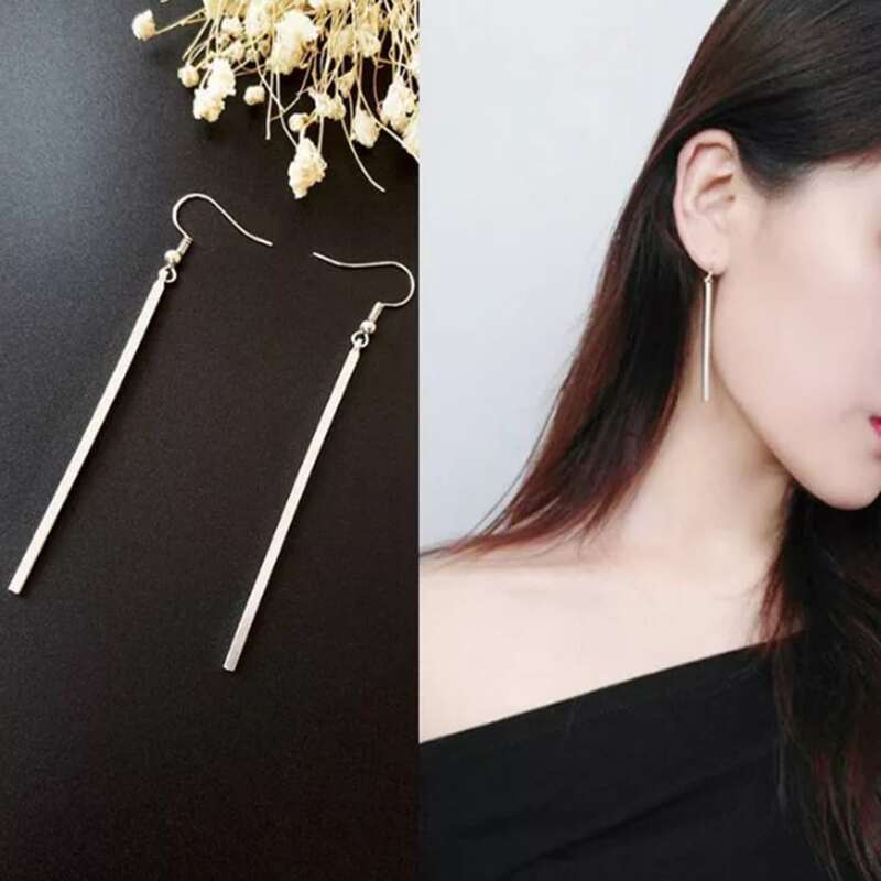 

Minimalist Drop Earrings, Silver