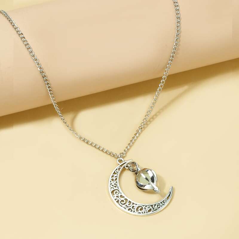 

Moon Decor Luminous Necklace, Silver